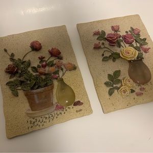 Decorative ceramic floral kitchen plaques